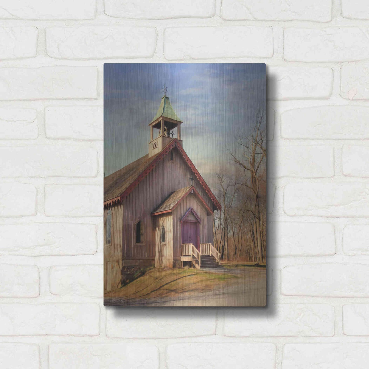 Luxe Metal Art 'Eckley St. James Church' by Lori Deiter, Metal Wall Art,12x16