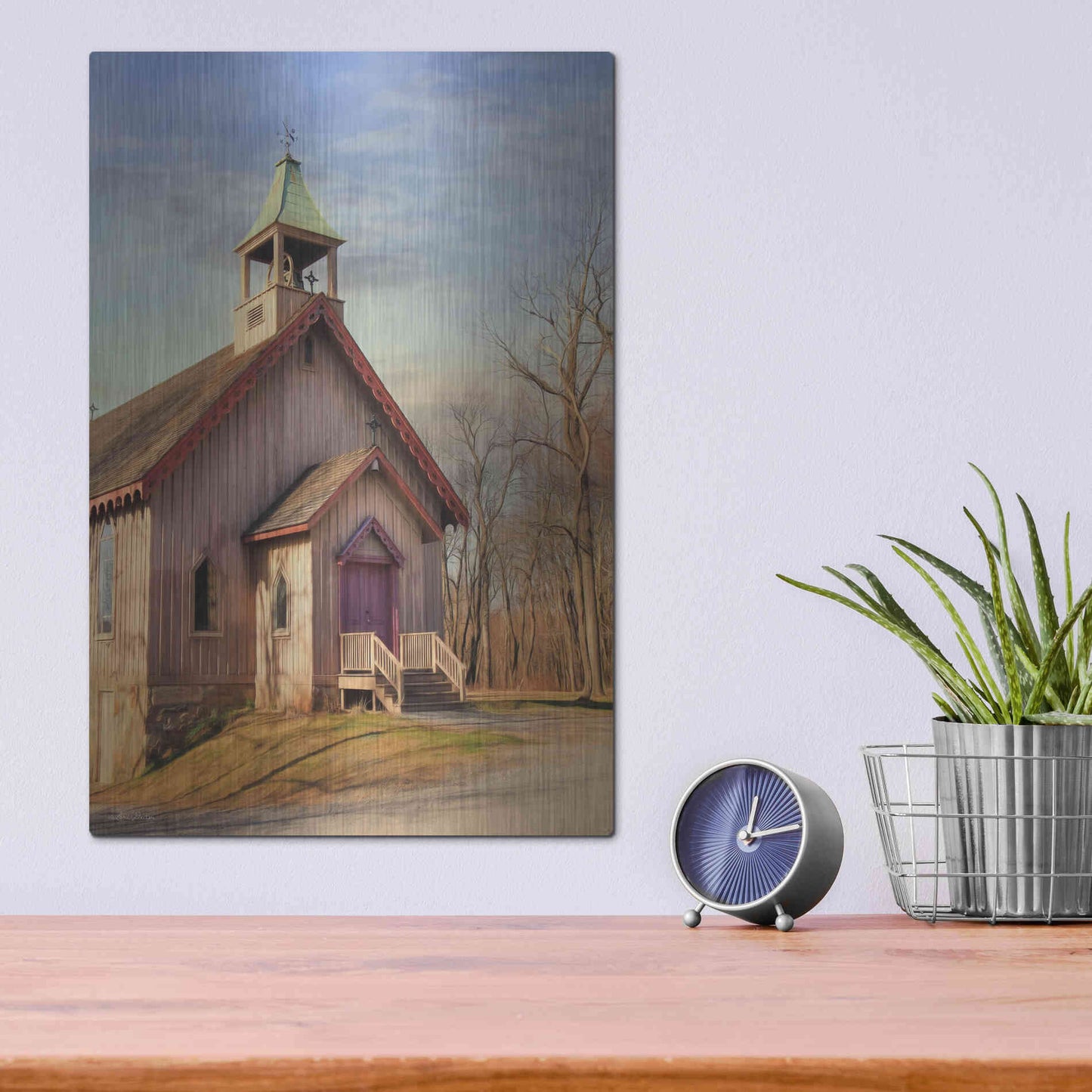 Luxe Metal Art 'Eckley St. James Church' by Lori Deiter, Metal Wall Art,12x16