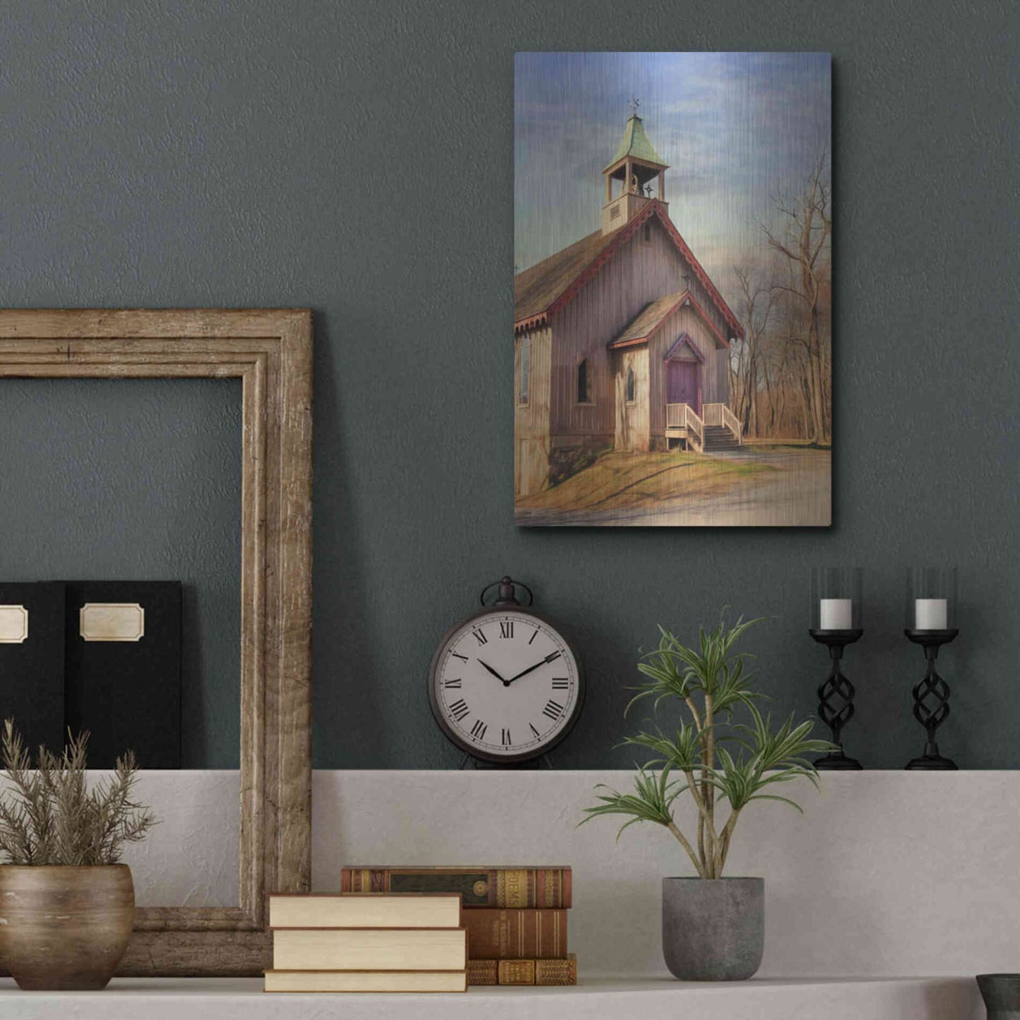 Luxe Metal Art 'Eckley St. James Church' by Lori Deiter, Metal Wall Art,12x16