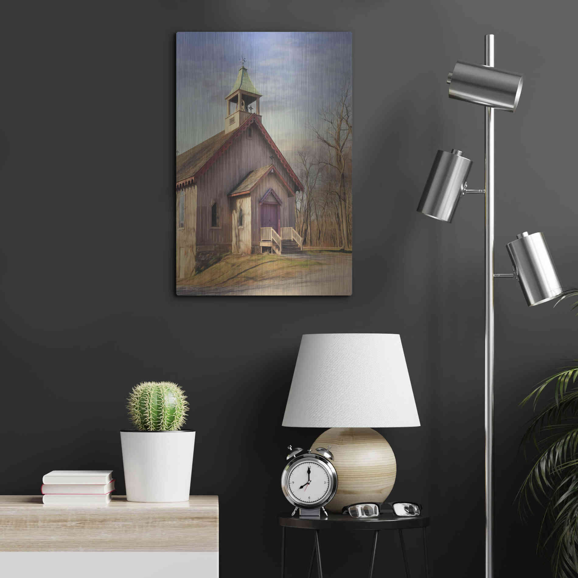 Luxe Metal Art 'Eckley St. James Church' by Lori Deiter, Metal Wall Art,16x24
