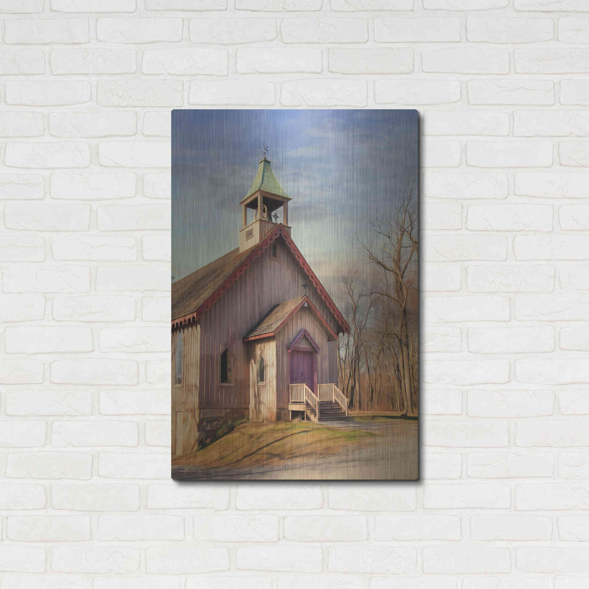 Luxe Metal Art 'Eckley St. James Church' by Lori Deiter, Metal Wall Art,24x36
