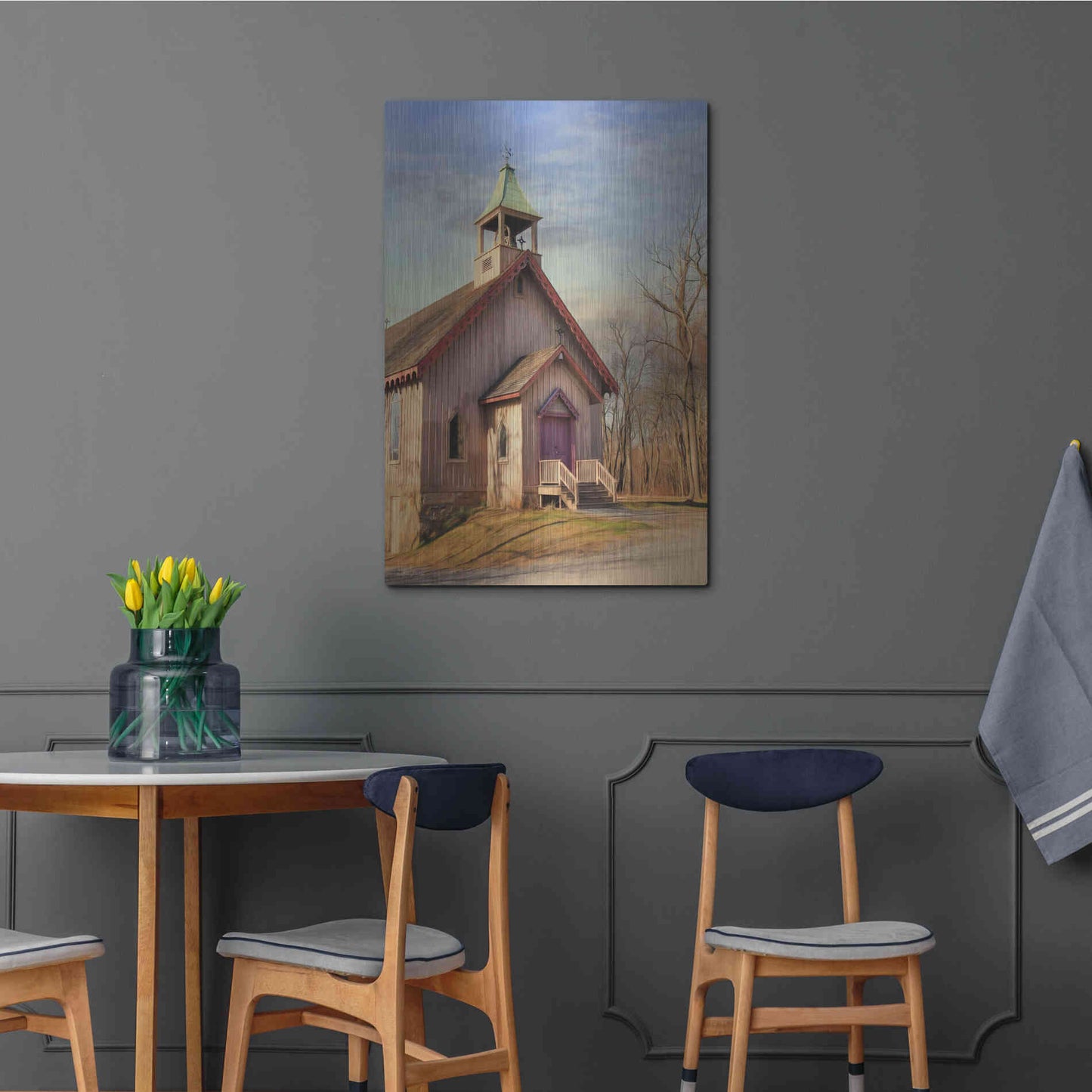 Luxe Metal Art 'Eckley St. James Church' by Lori Deiter, Metal Wall Art,24x36