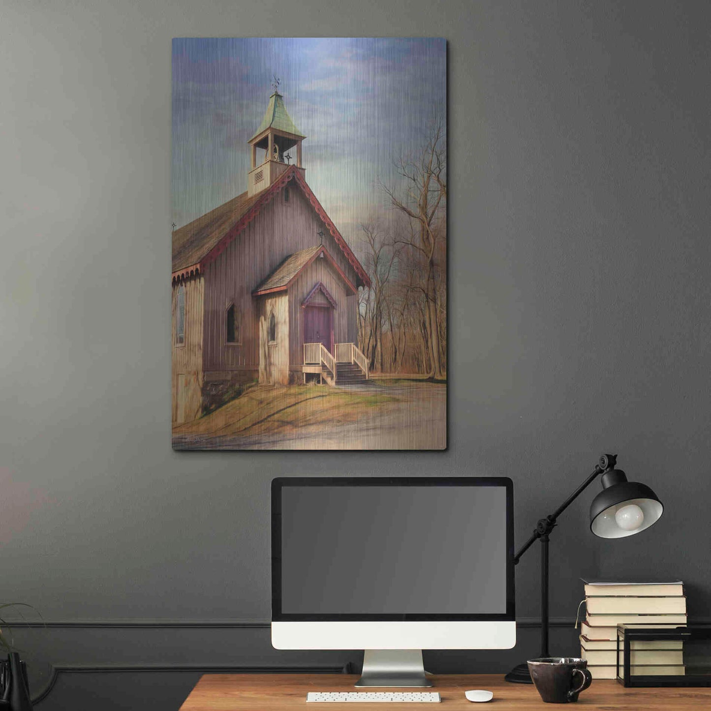 Luxe Metal Art 'Eckley St. James Church' by Lori Deiter, Metal Wall Art,24x36