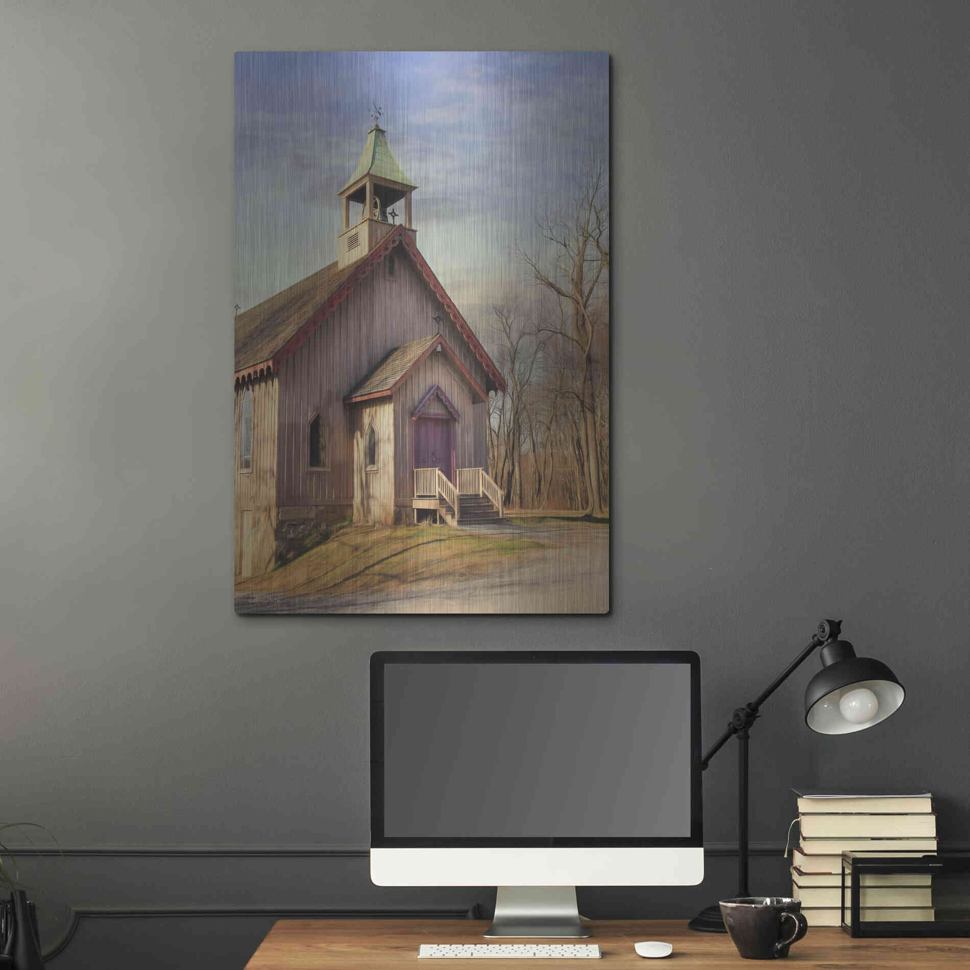 Luxe Metal Art 'Eckley St. James Church' by Lori Deiter, Metal Wall Art,24x36
