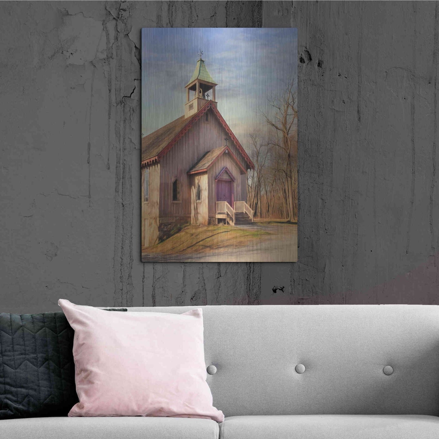 Luxe Metal Art 'Eckley St. James Church' by Lori Deiter, Metal Wall Art,24x36