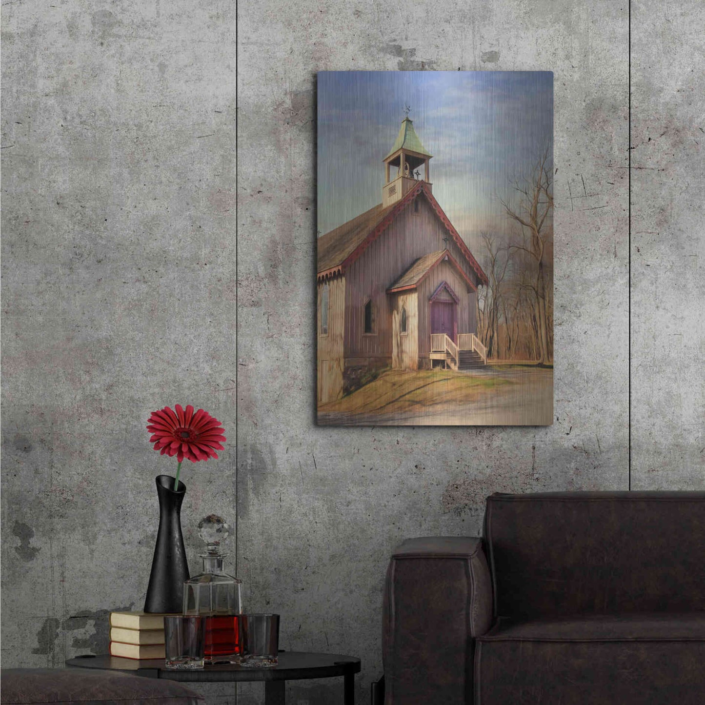 Luxe Metal Art 'Eckley St. James Church' by Lori Deiter, Metal Wall Art,24x36