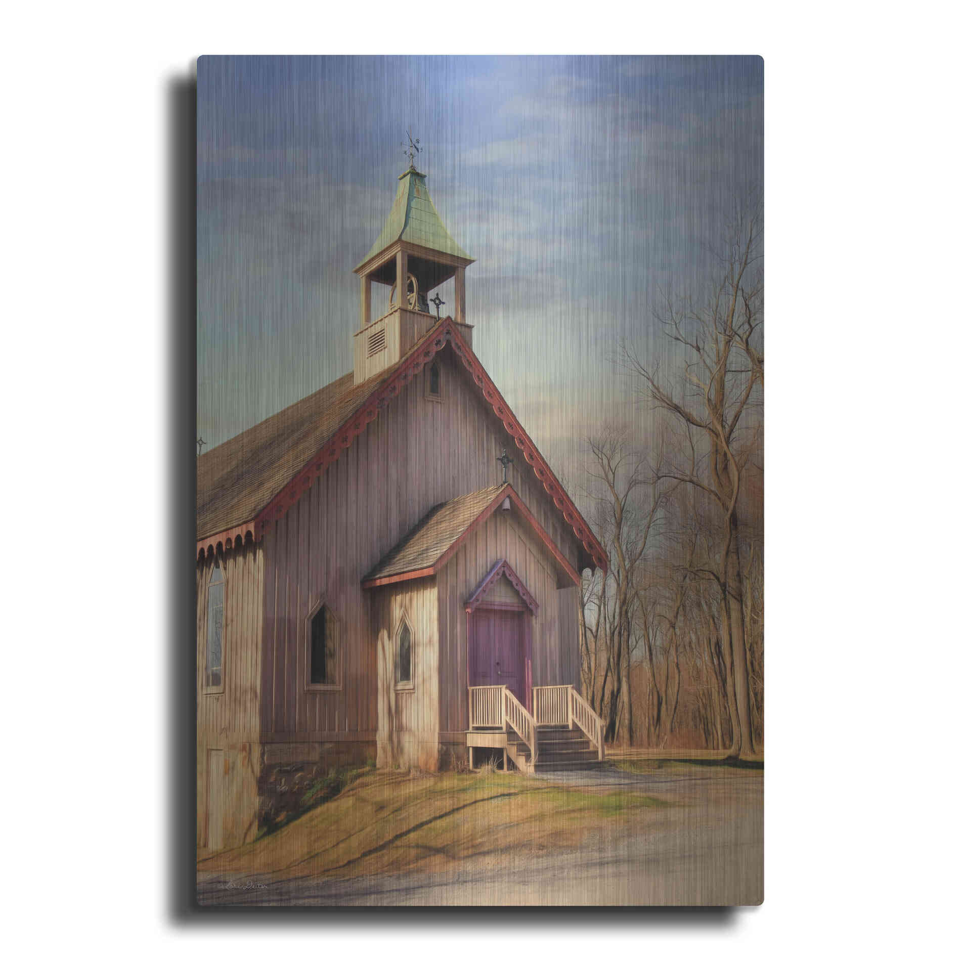 Luxe Metal Art 'Eckley St. James Church' by Lori Deiter, Metal Wall Art