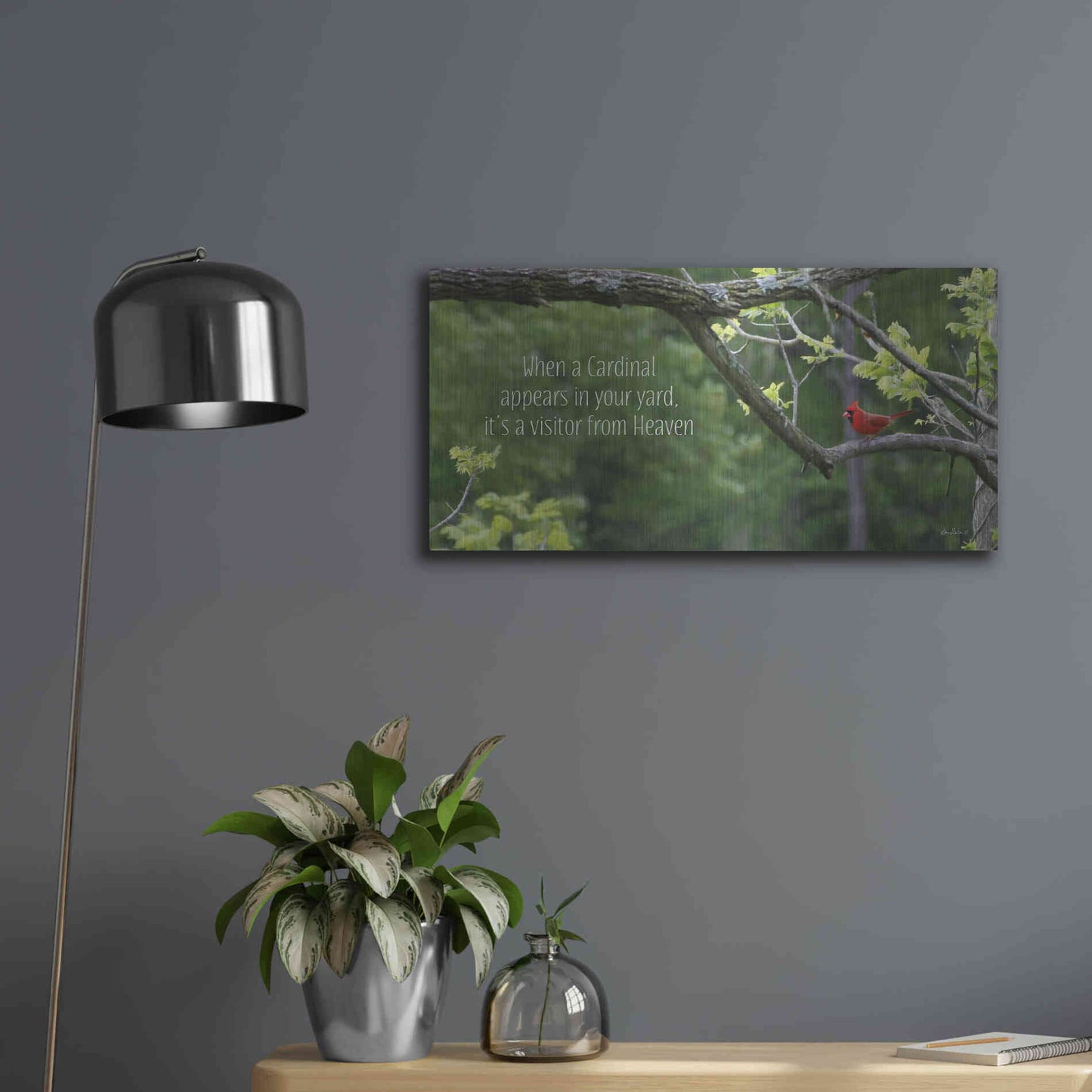 Luxe Metal Art 'Visitor from Heaven' by Lori Deiter, Metal Wall Art,24x12