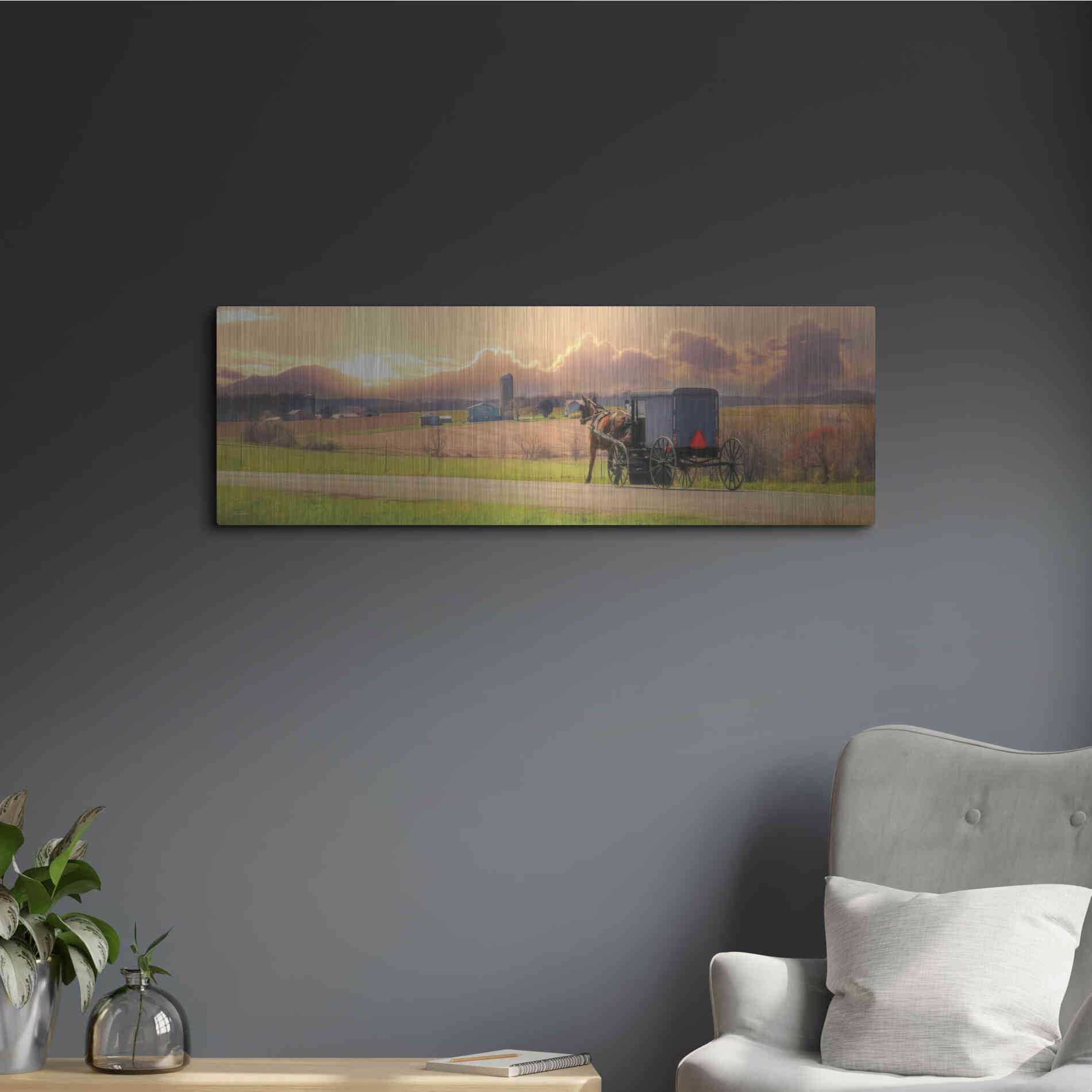 Luxe Metal Art 'Evening Cruise' by Lori Deiter, Metal Wall Art,36x12