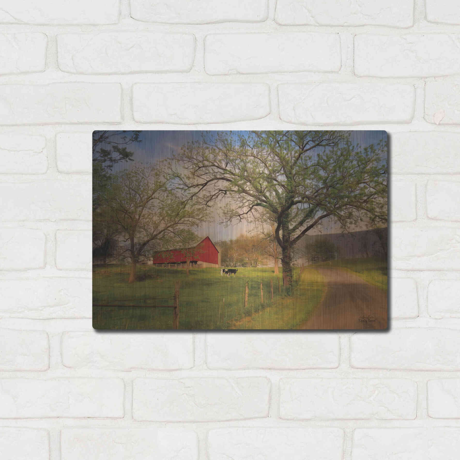 Luxe Metal Art 'Country Sunrise' by Lori Deiter, Metal Wall Art,16x12