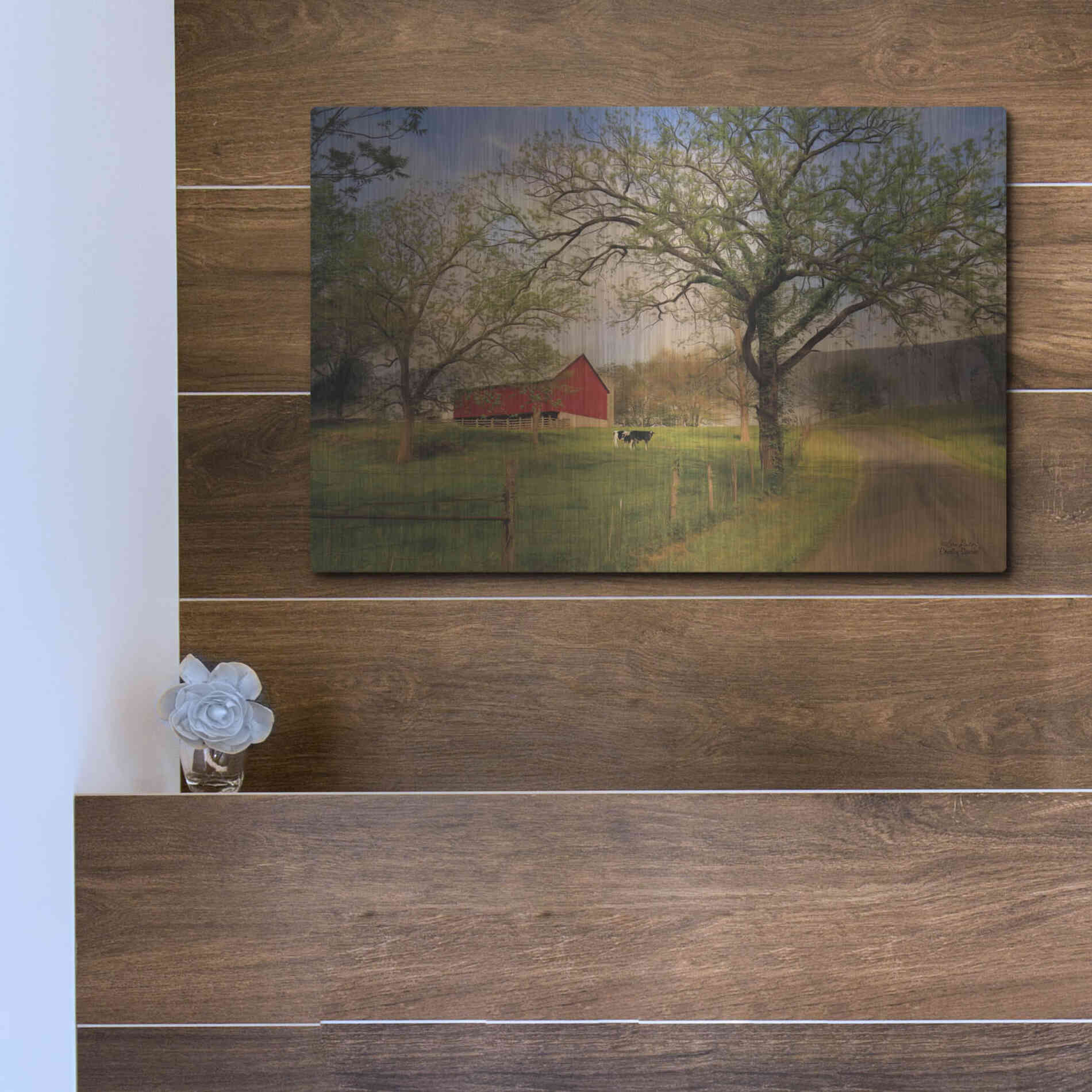 Luxe Metal Art 'Country Sunrise' by Lori Deiter, Metal Wall Art,16x12