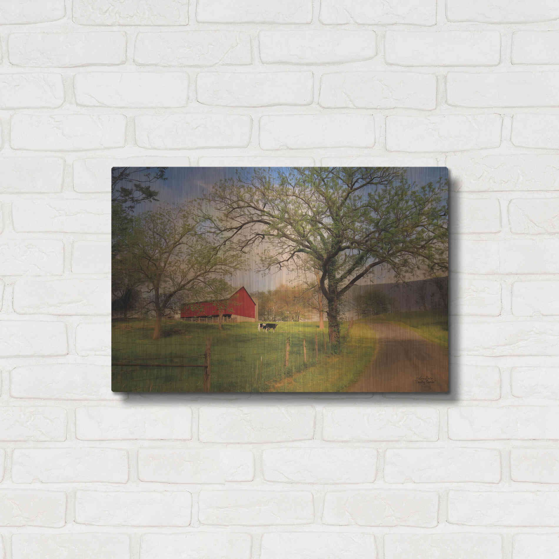 Luxe Metal Art 'Country Sunrise' by Lori Deiter, Metal Wall Art,24x16