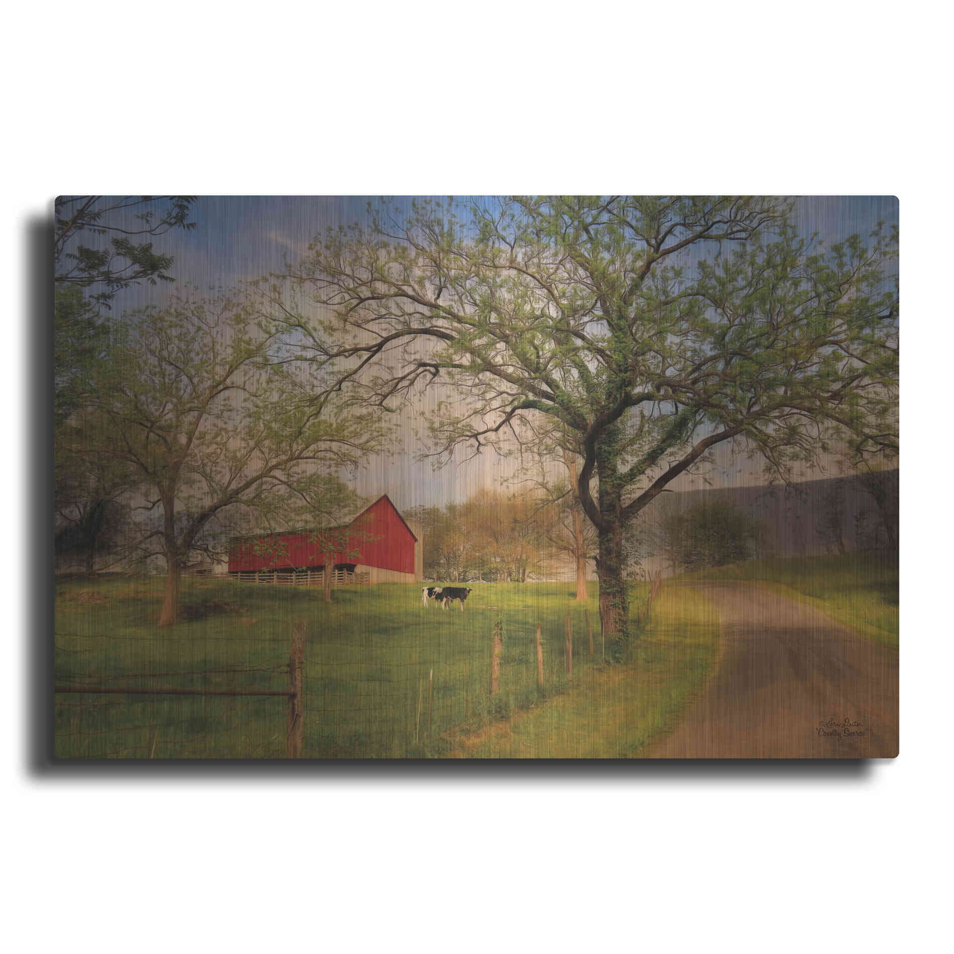 Luxe Metal Art 'Country Sunrise' by Lori Deiter, Metal Wall Art