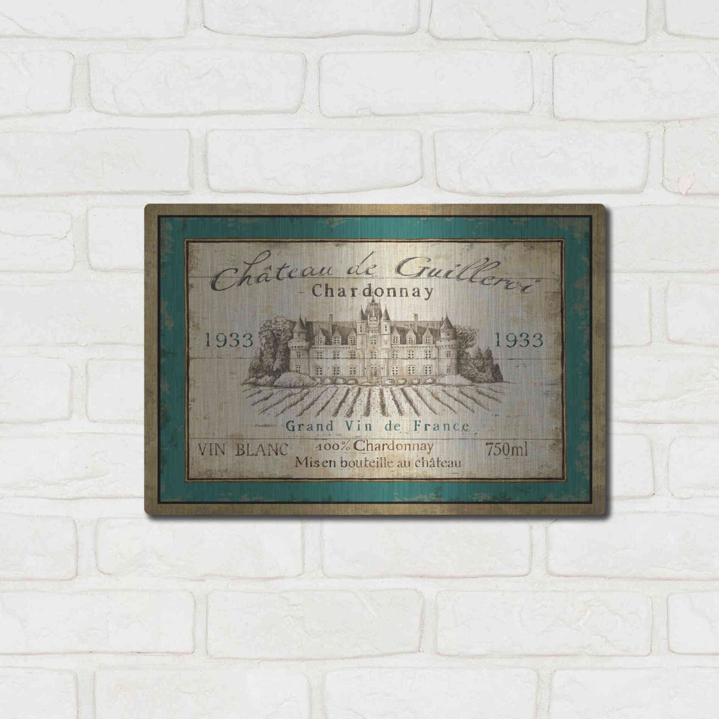 Luxe Metal Art 'French Wine Label IV' by Daphne Brissonet, Metal Wall Art,16x12