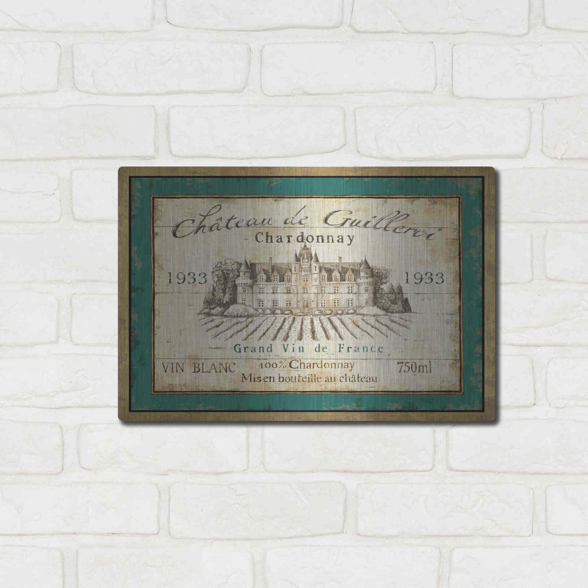 Luxe Metal Art 'French Wine Label IV' by Daphne Brissonet, Metal Wall Art,16x12