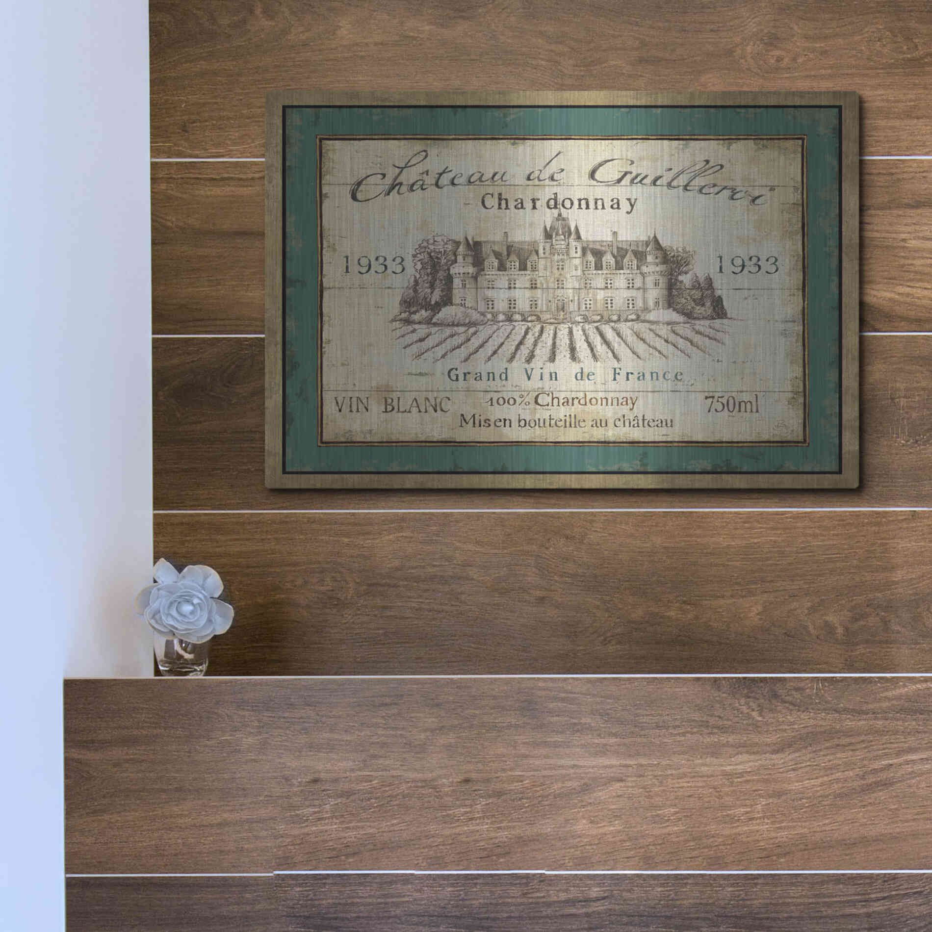 Luxe Metal Art 'French Wine Label IV' by Daphne Brissonet, Metal Wall Art,16x12