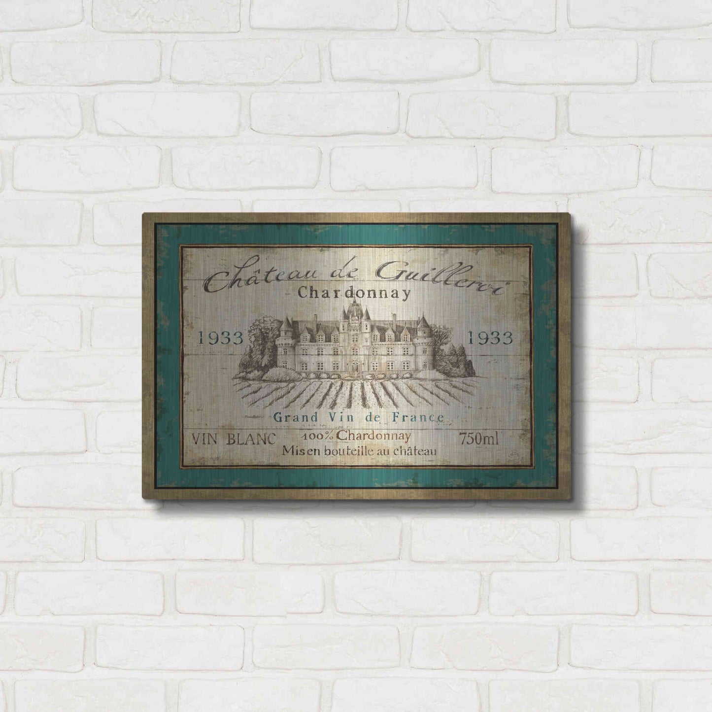 Luxe Metal Art 'French Wine Label IV' by Daphne Brissonet, Metal Wall Art,24x16