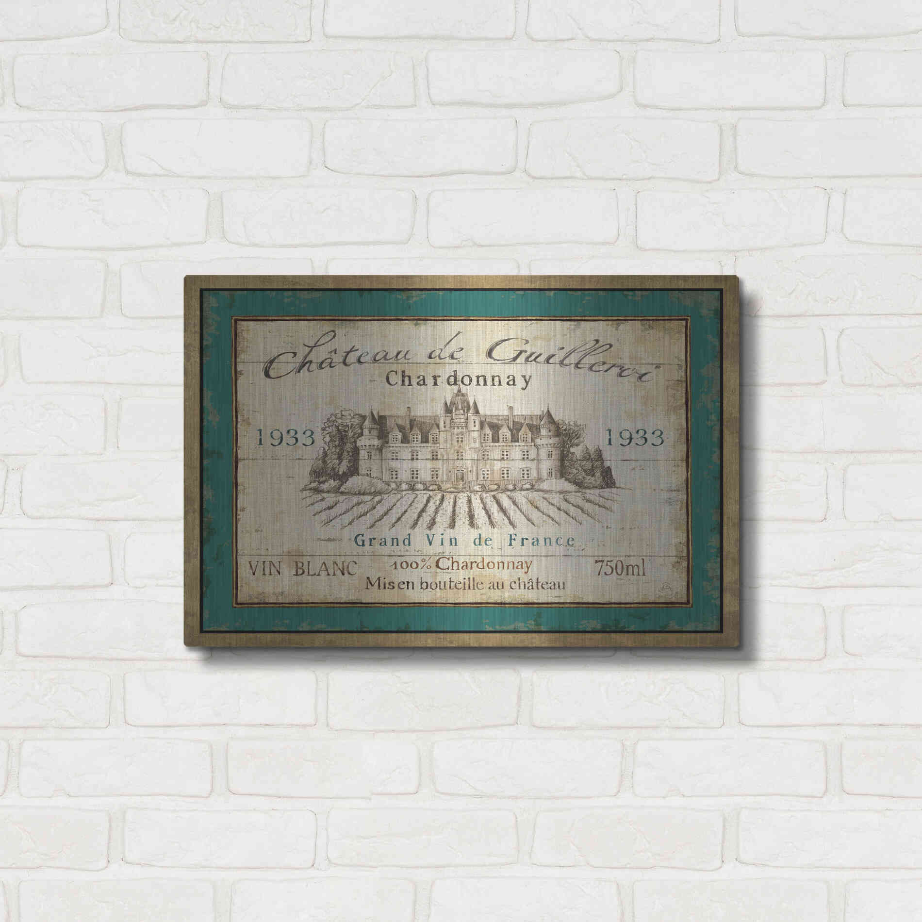 Luxe Metal Art 'French Wine Label IV' by Daphne Brissonet, Metal Wall Art,24x16