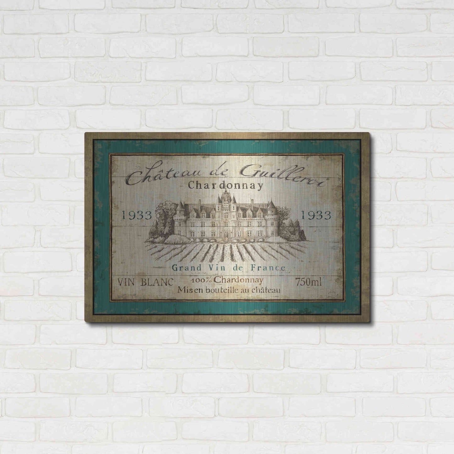 Luxe Metal Art 'French Wine Label IV' by Daphne Brissonet, Metal Wall Art,36x24