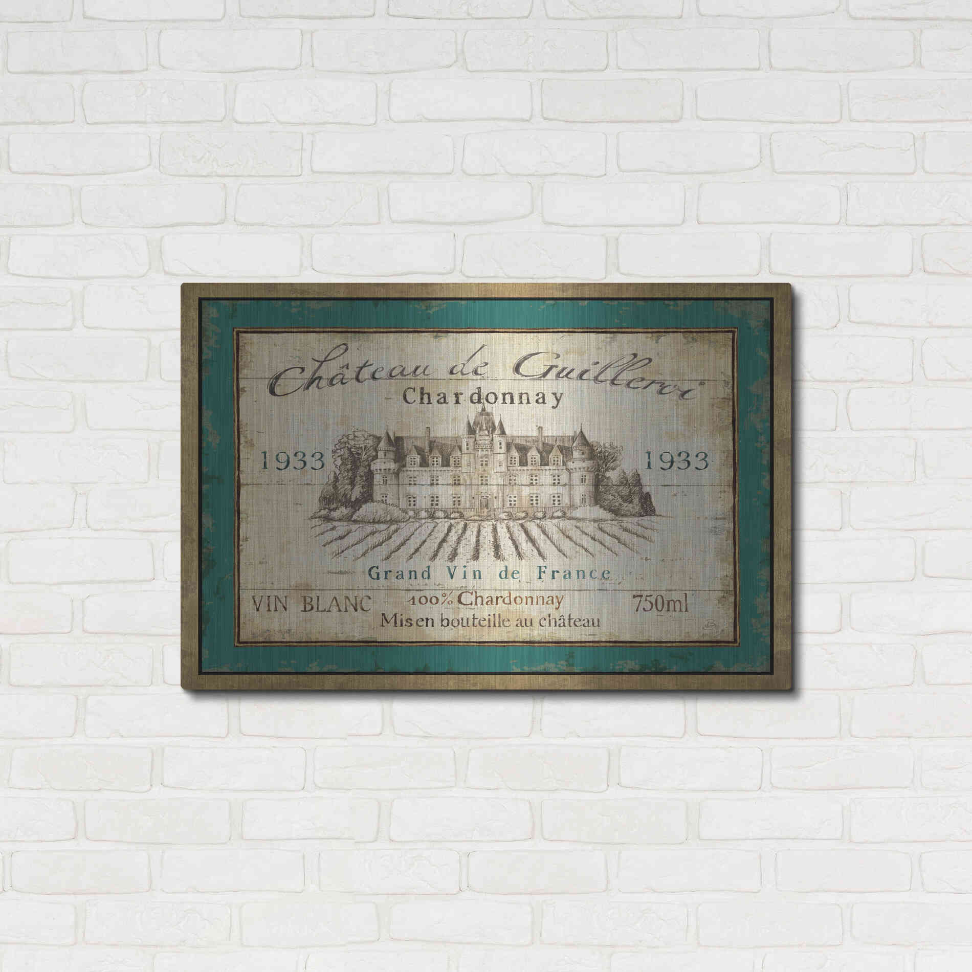 Luxe Metal Art 'French Wine Label IV' by Daphne Brissonet, Metal Wall Art,36x24