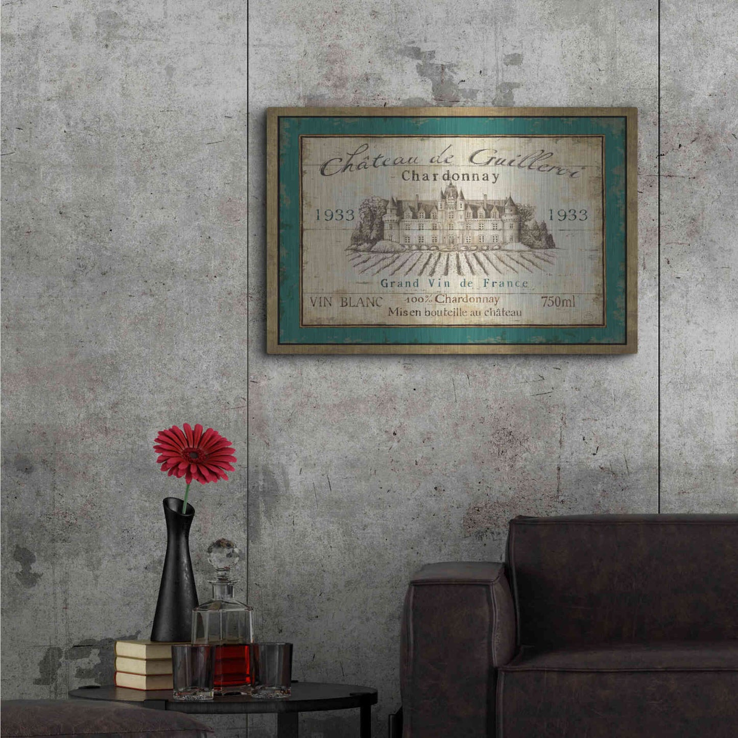 Luxe Metal Art 'French Wine Label IV' by Daphne Brissonet, Metal Wall Art,36x24
