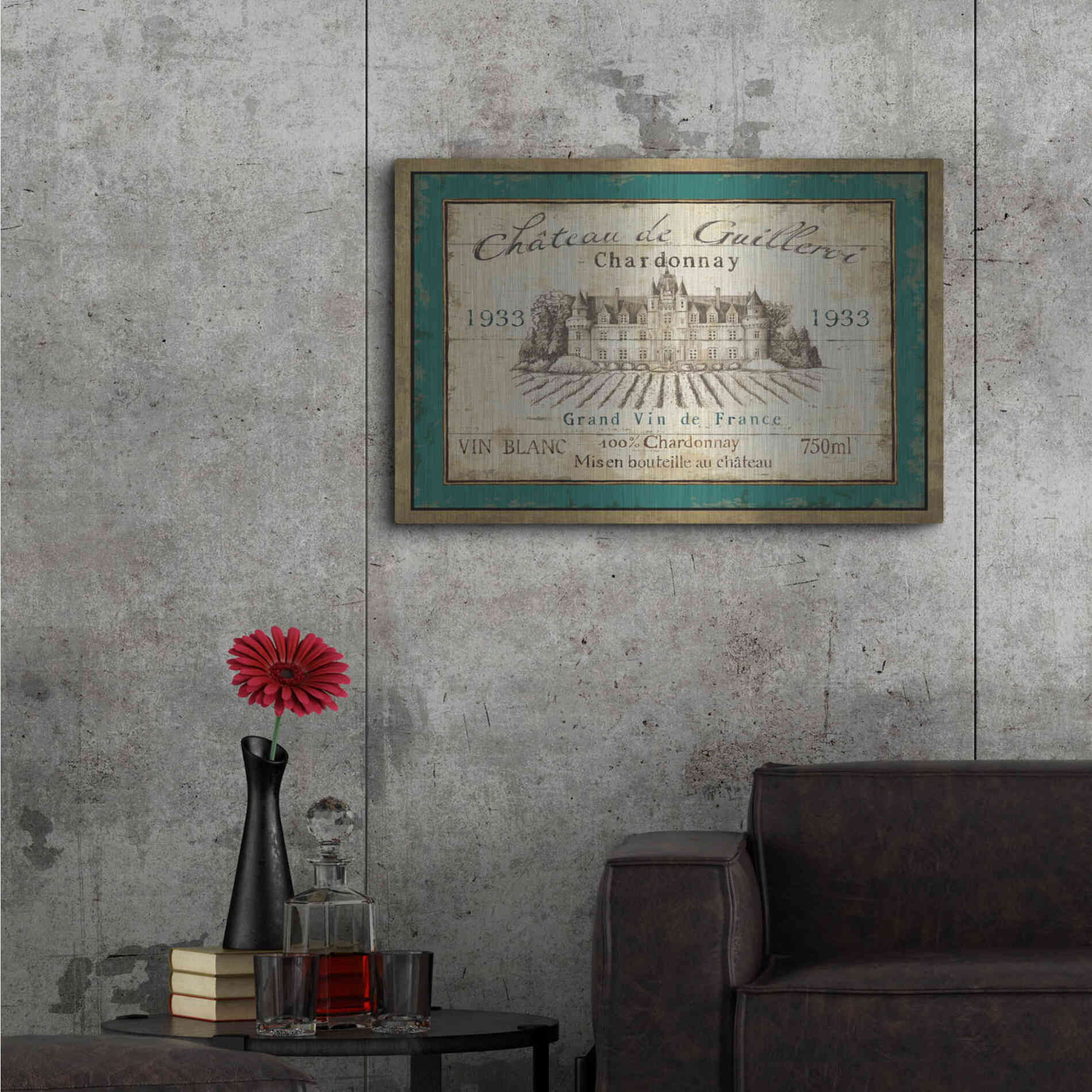 Luxe Metal Art 'French Wine Label IV' by Daphne Brissonet, Metal Wall Art,36x24