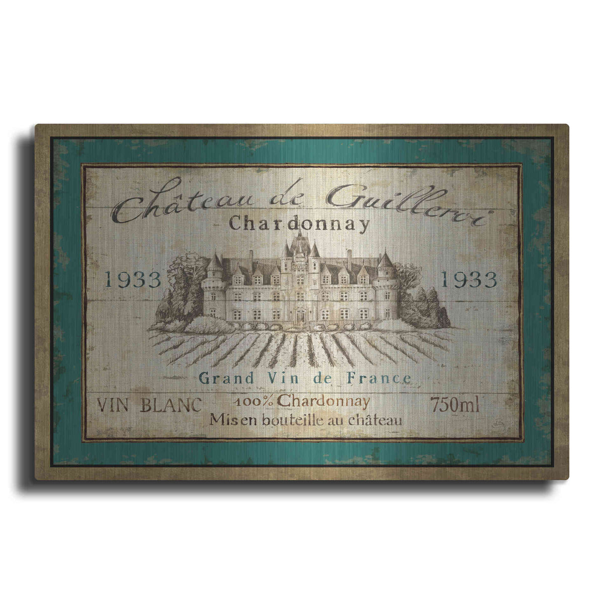 Luxe Metal Art 'French Wine Label IV' by Daphne Brissonet, Metal Wall Art