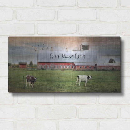 Luxe Metal Art 'Farm Sweet Farm' by Lori Deiter, Metal Wall Art,24x12
