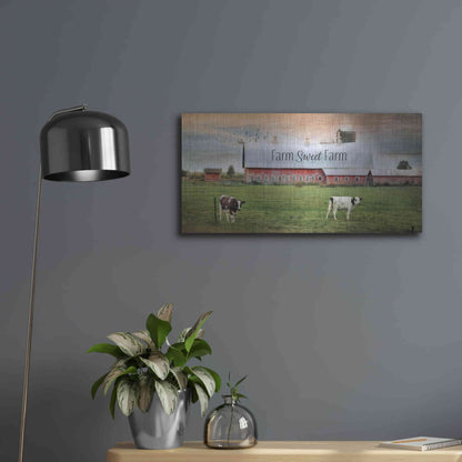 Luxe Metal Art 'Farm Sweet Farm' by Lori Deiter, Metal Wall Art,24x12