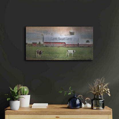 Luxe Metal Art 'Farm Sweet Farm' by Lori Deiter, Metal Wall Art,24x12