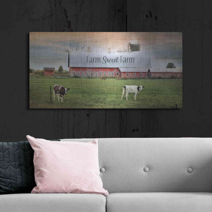 Luxe Metal Art 'Farm Sweet Farm' by Lori Deiter, Metal Wall Art,48x24