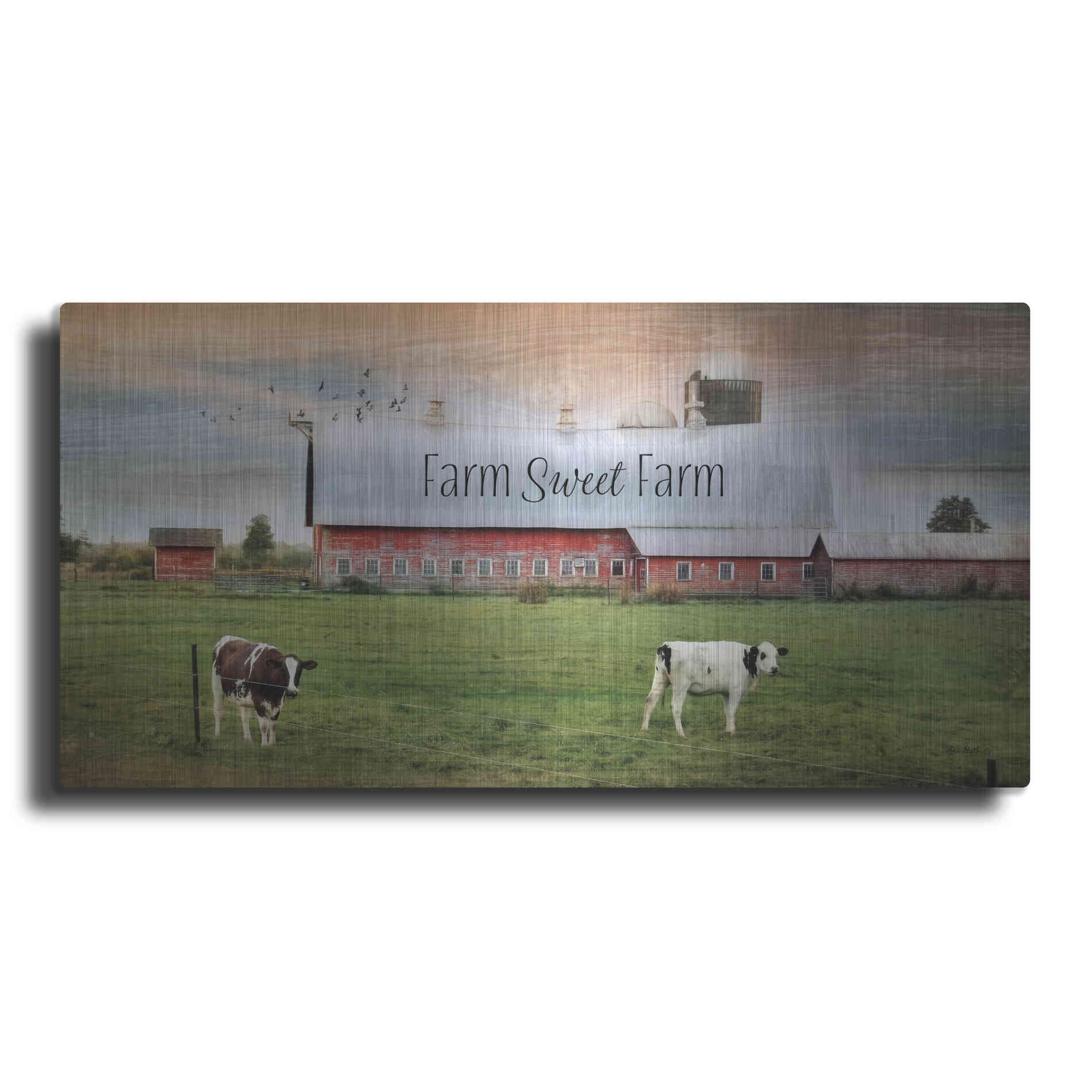 Luxe Metal Art 'Farm Sweet Farm' by Lori Deiter, Metal Wall Art