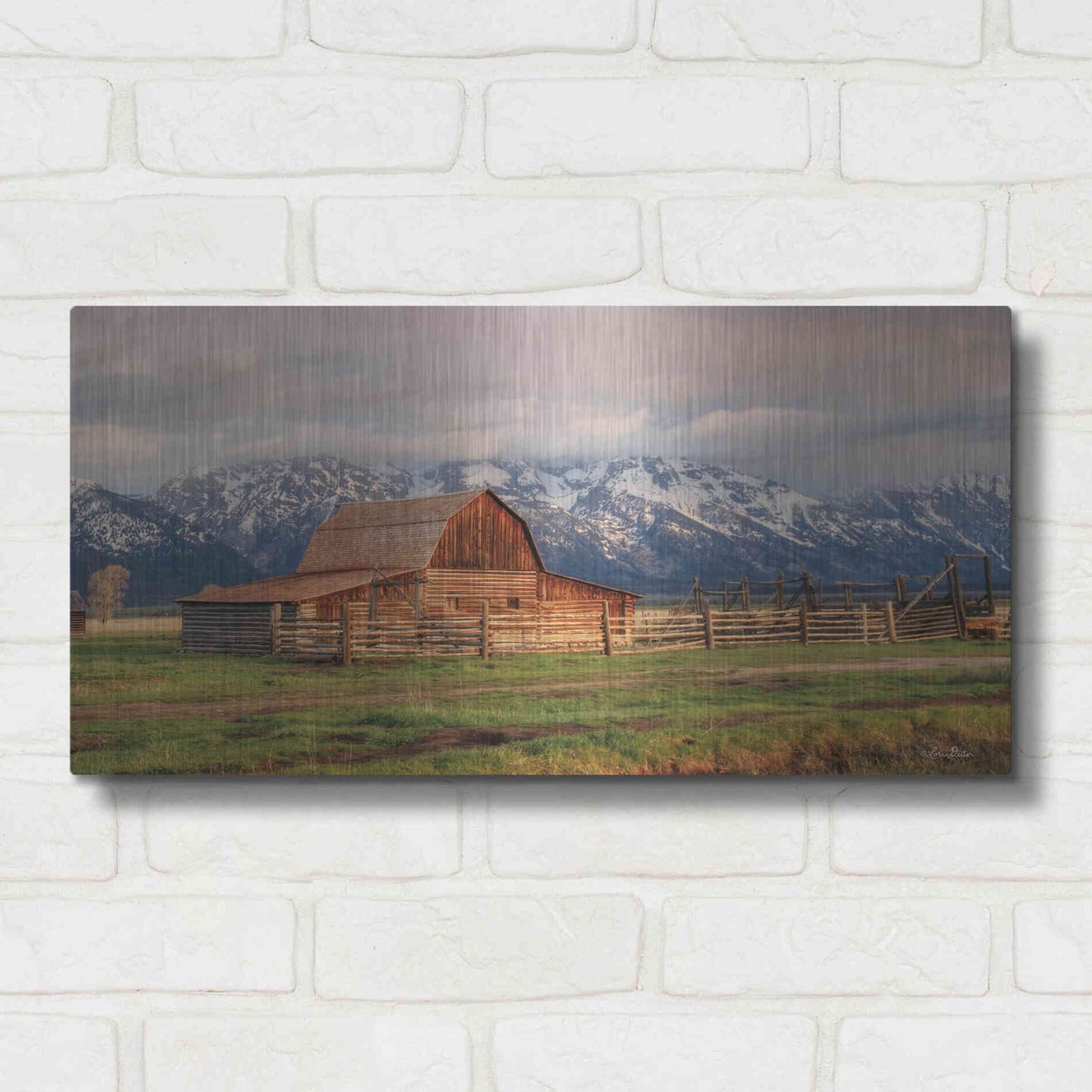 Luxe Metal Art 'Mormon Row II' by Lori Deiter, Metal Wall Art,24x12