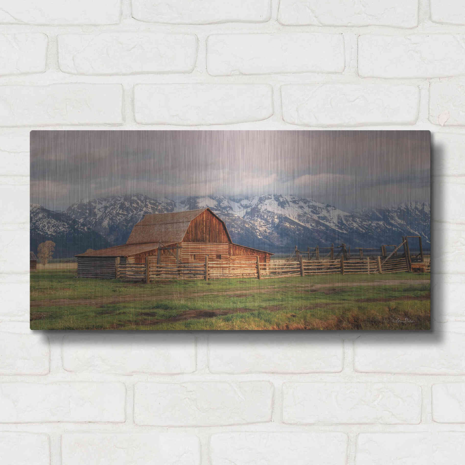 Luxe Metal Art 'Mormon Row II' by Lori Deiter, Metal Wall Art,24x12