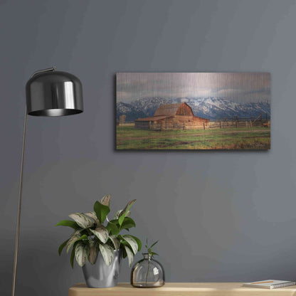 Luxe Metal Art 'Mormon Row II' by Lori Deiter, Metal Wall Art,24x12