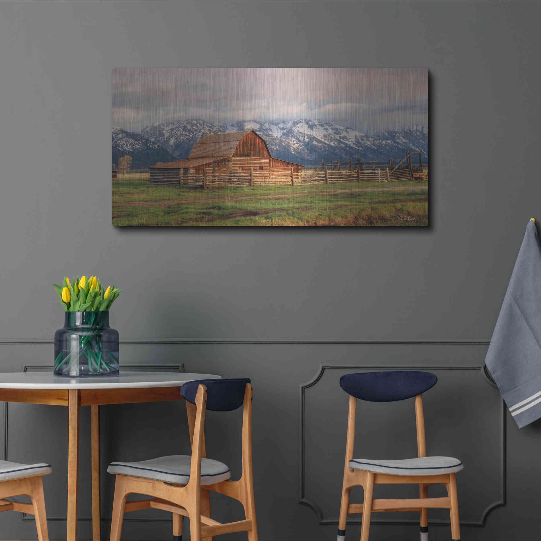 Luxe Metal Art 'Mormon Row II' by Lori Deiter, Metal Wall Art,48x24