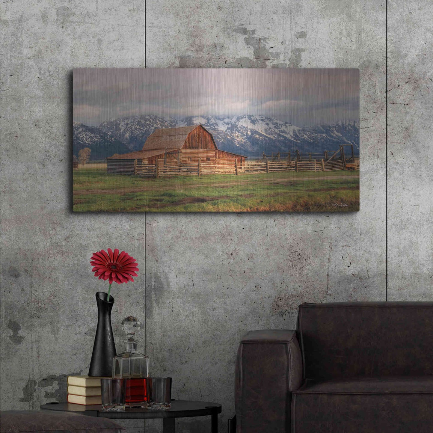 Luxe Metal Art 'Mormon Row II' by Lori Deiter, Metal Wall Art,48x24