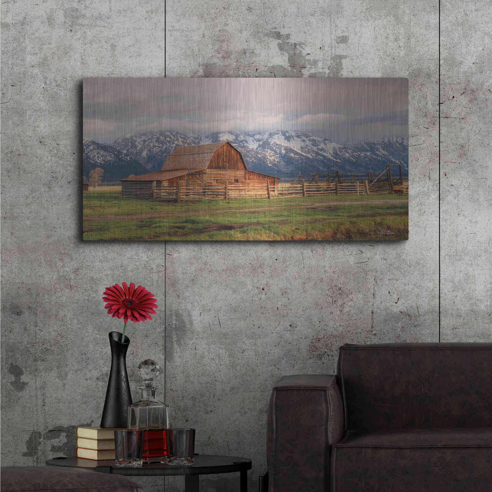 Luxe Metal Art 'Mormon Row II' by Lori Deiter, Metal Wall Art,48x24