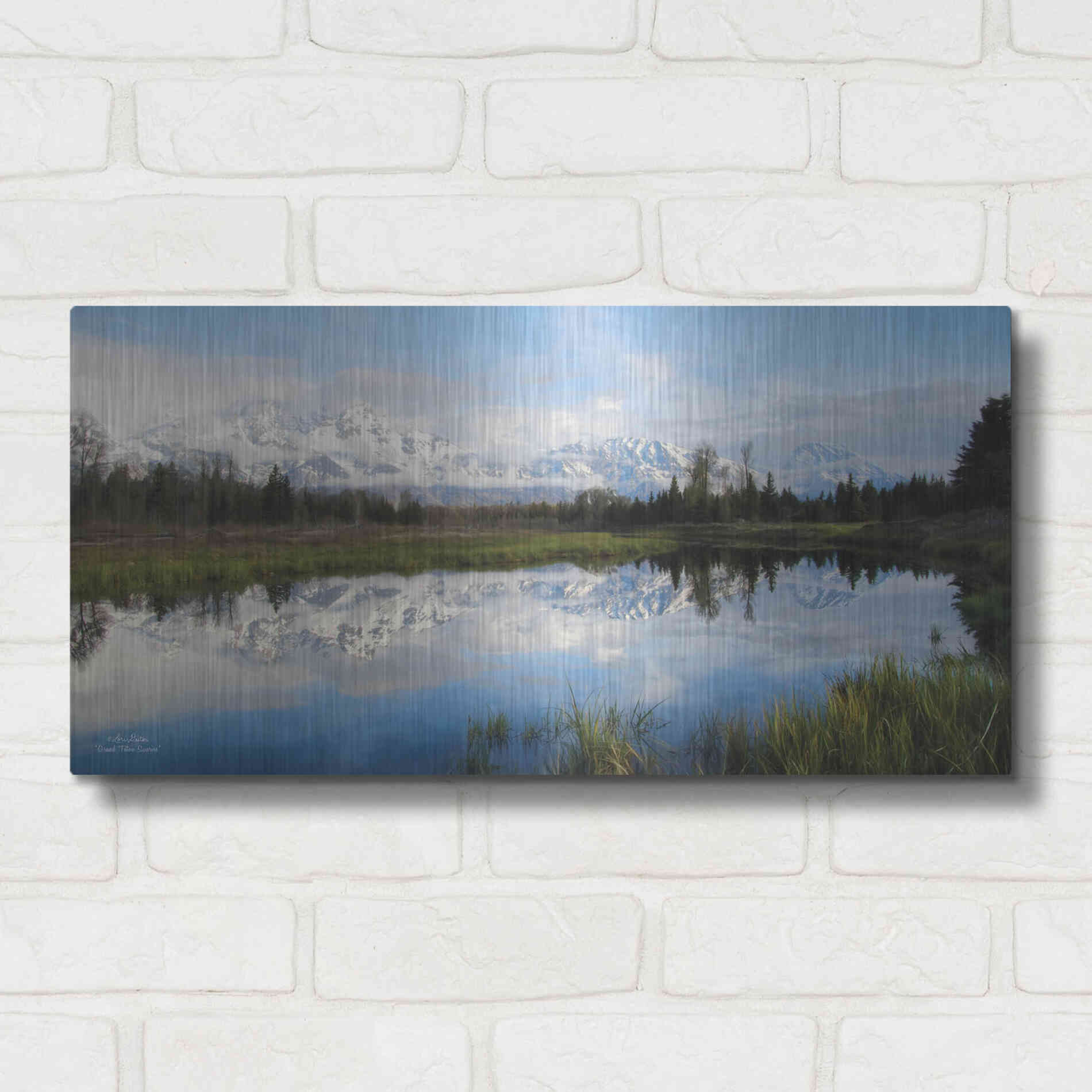 Luxe Metal Art 'Grand Teton Sunrise' by Lori Deiter, Metal Wall Art,24x12