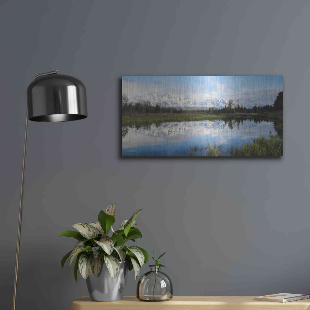 Luxe Metal Art 'Grand Teton Sunrise' by Lori Deiter, Metal Wall Art,24x12