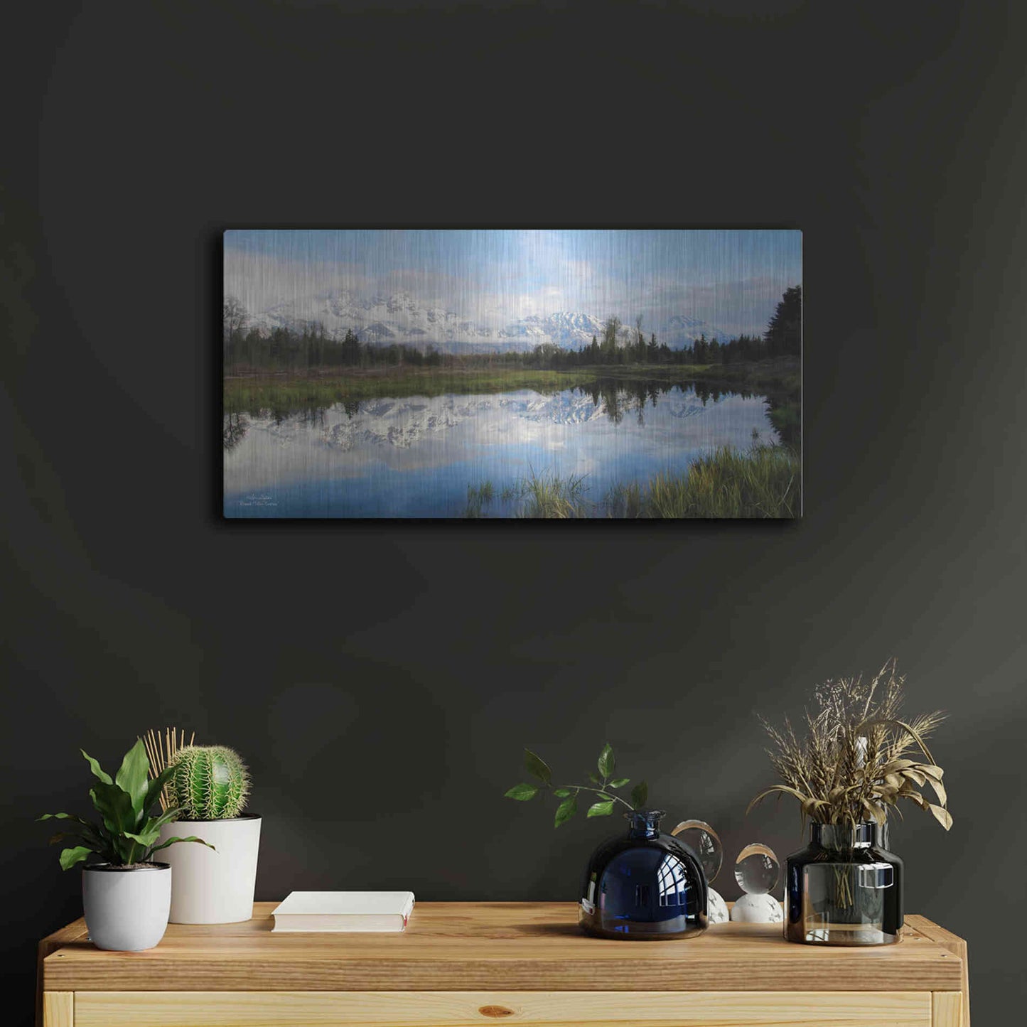 Luxe Metal Art 'Grand Teton Sunrise' by Lori Deiter, Metal Wall Art,24x12