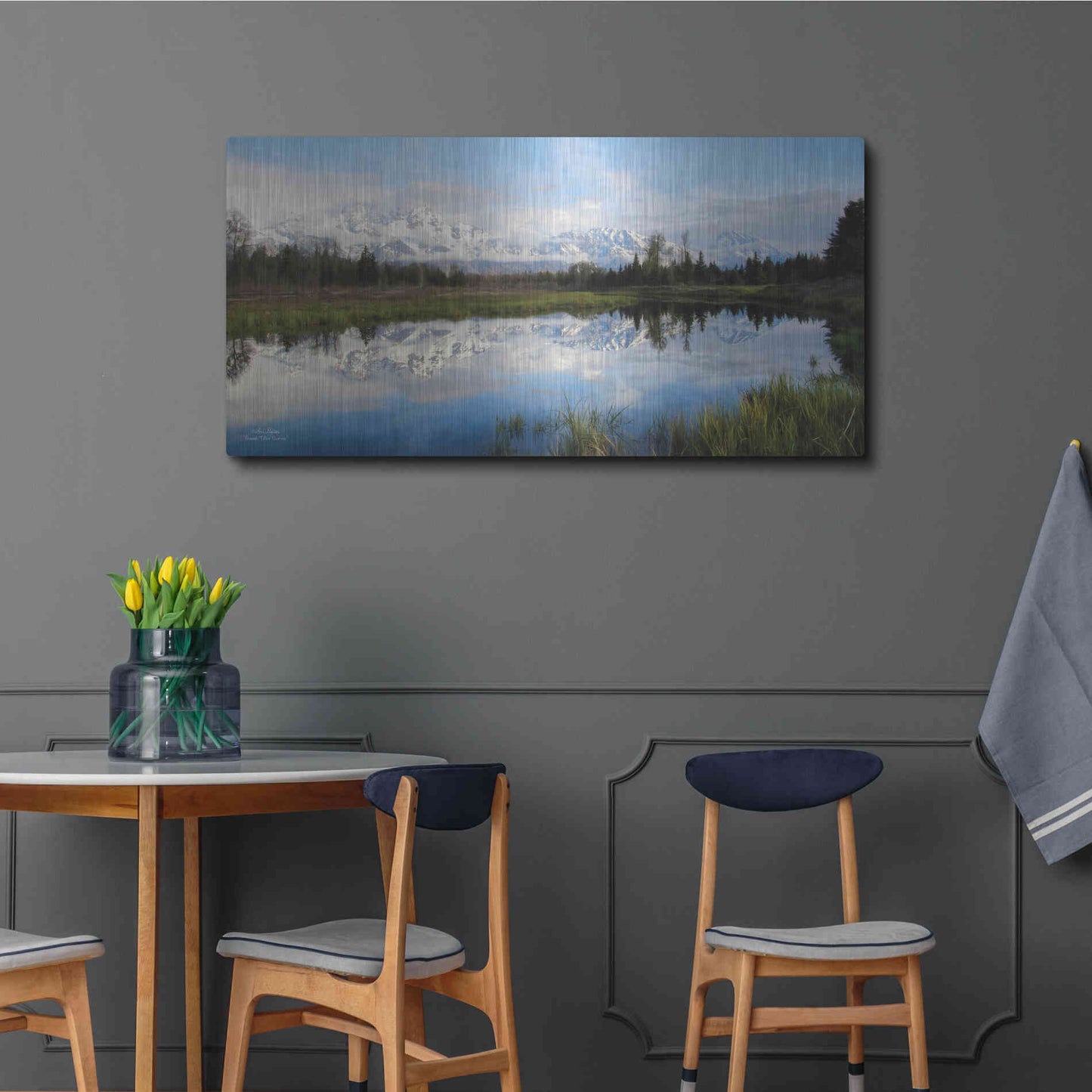 Luxe Metal Art 'Grand Teton Sunrise' by Lori Deiter, Metal Wall Art,48x24