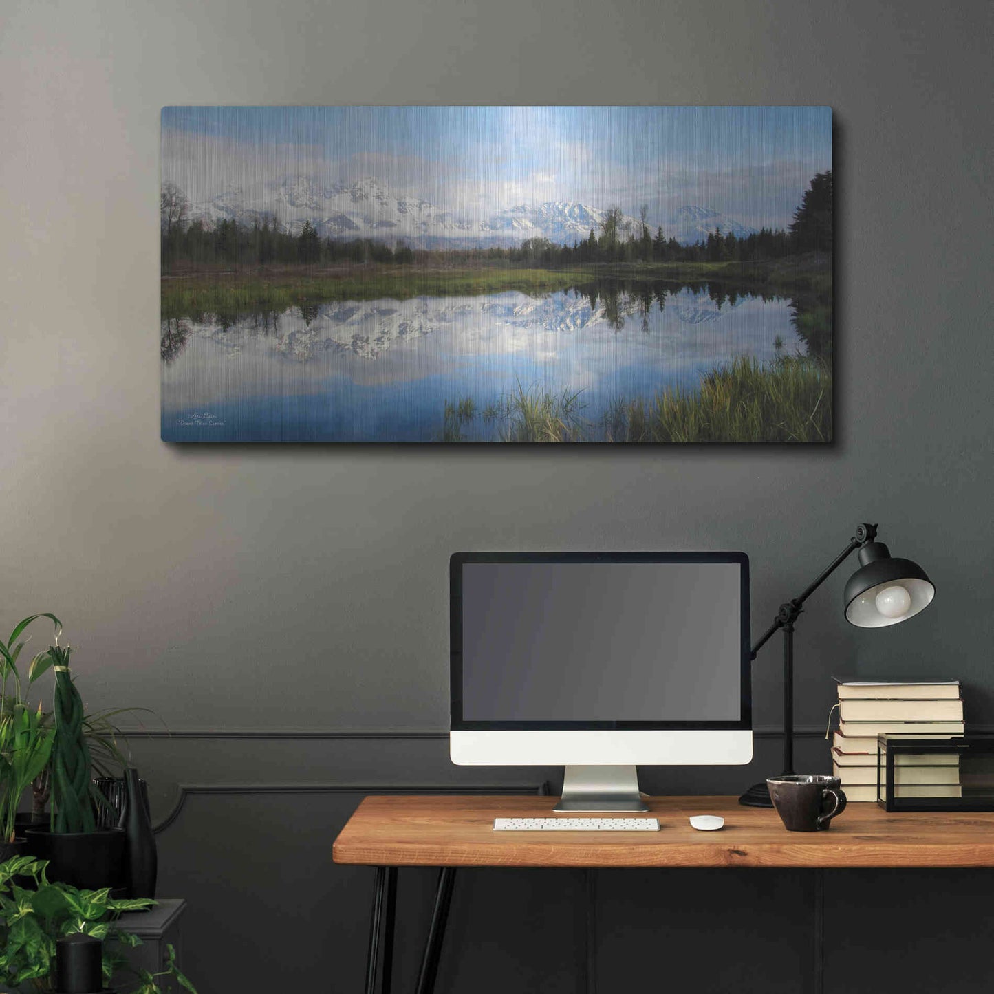 Luxe Metal Art 'Grand Teton Sunrise' by Lori Deiter, Metal Wall Art,48x24