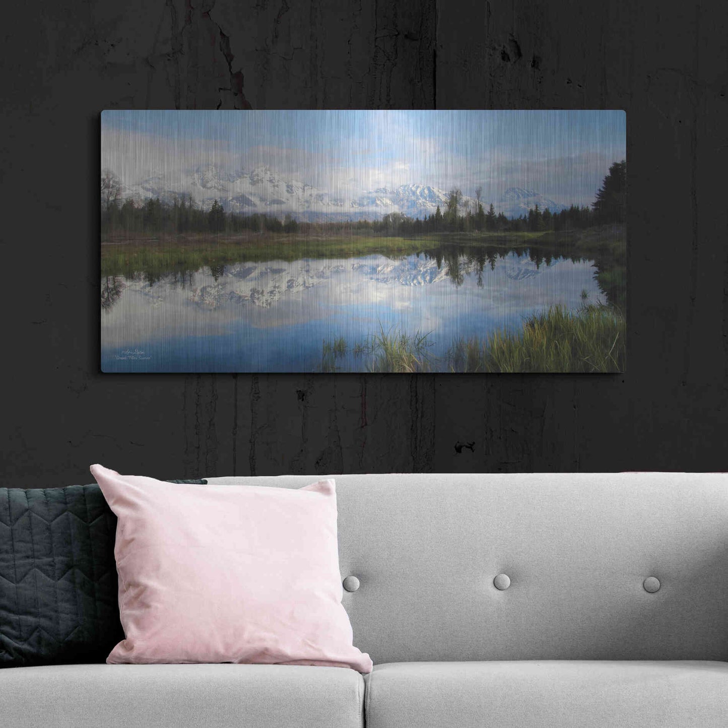 Luxe Metal Art 'Grand Teton Sunrise' by Lori Deiter, Metal Wall Art,48x24