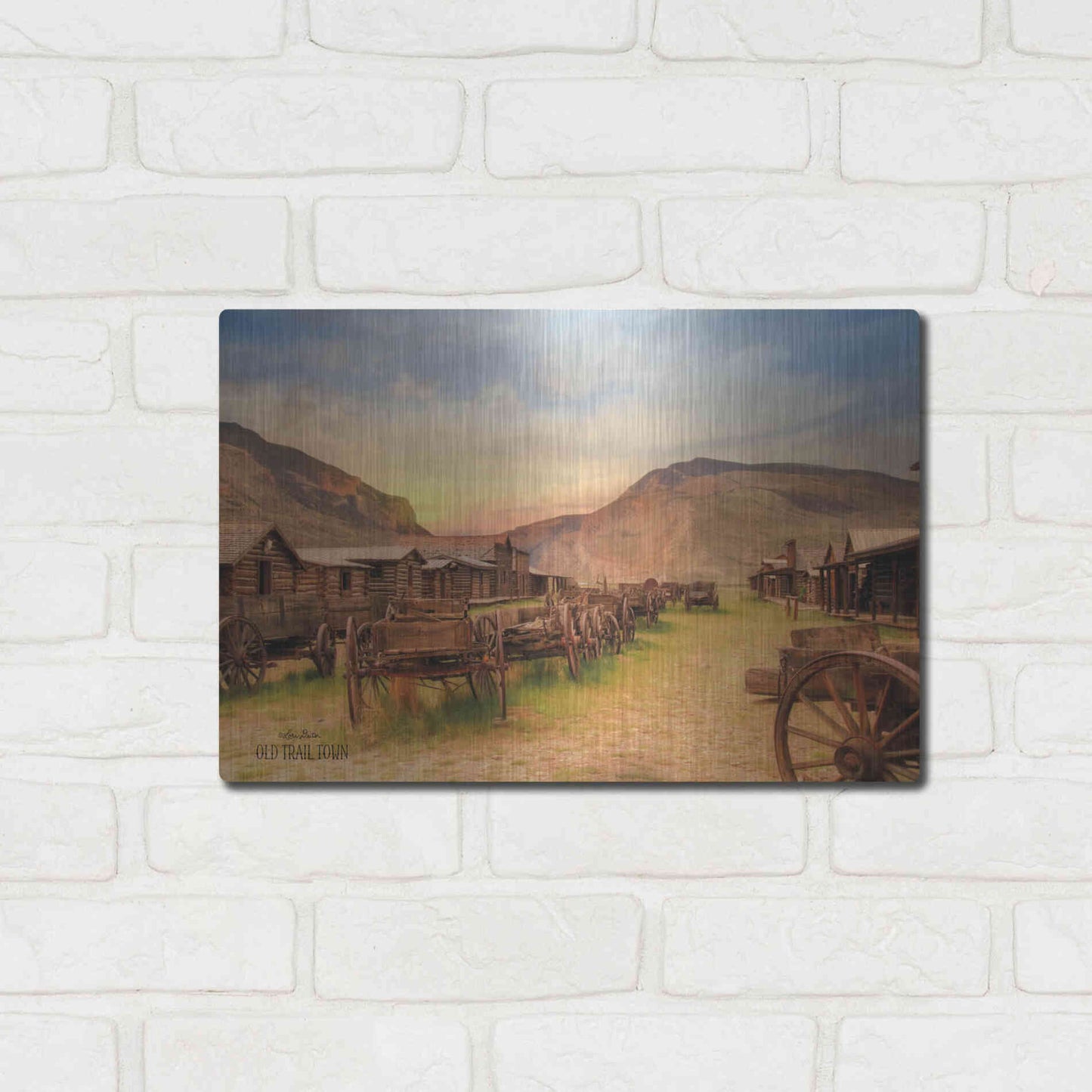 Luxe Metal Art 'Old Trail Town' by Lori Deiter, Metal Wall Art,16x12
