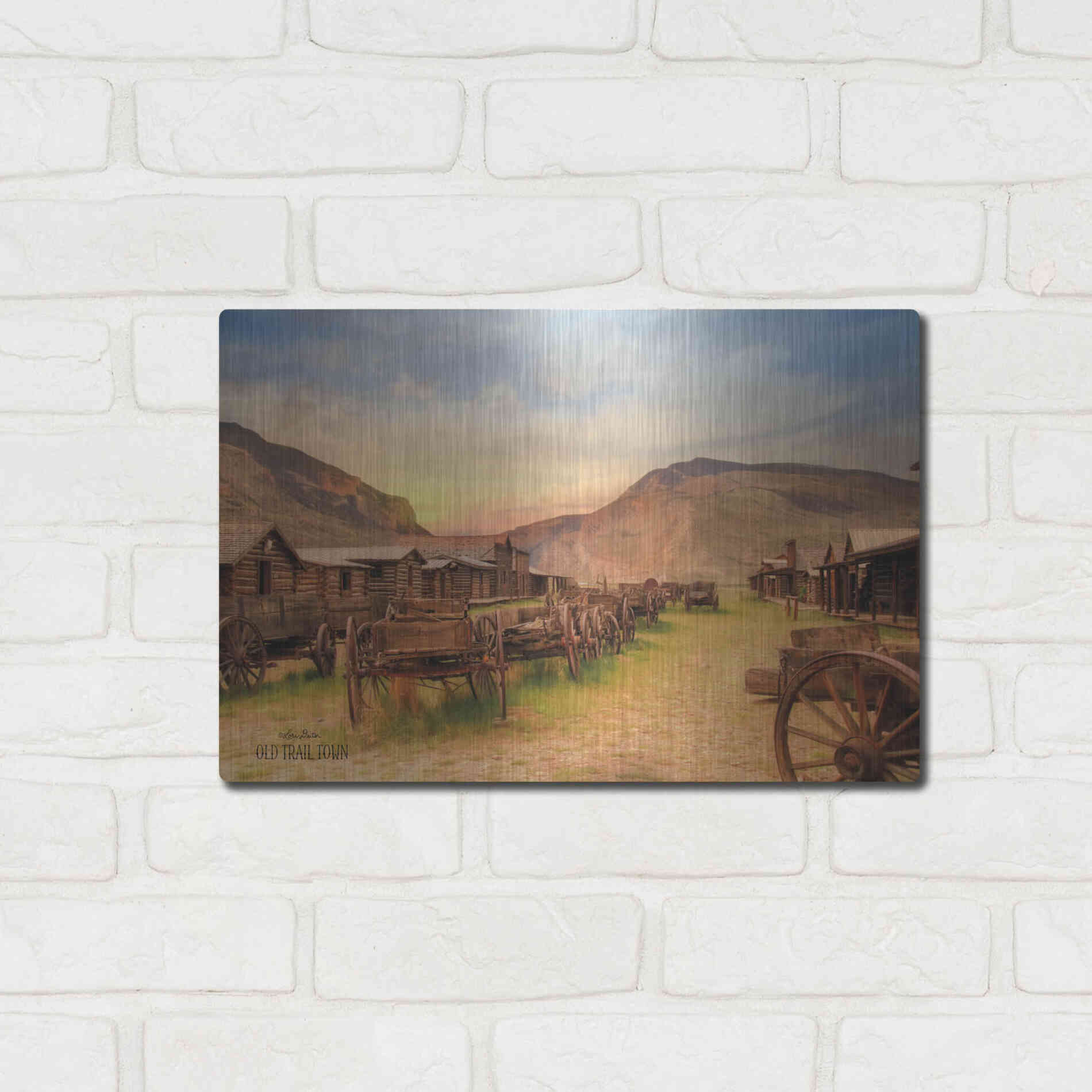 Luxe Metal Art 'Old Trail Town' by Lori Deiter, Metal Wall Art,16x12