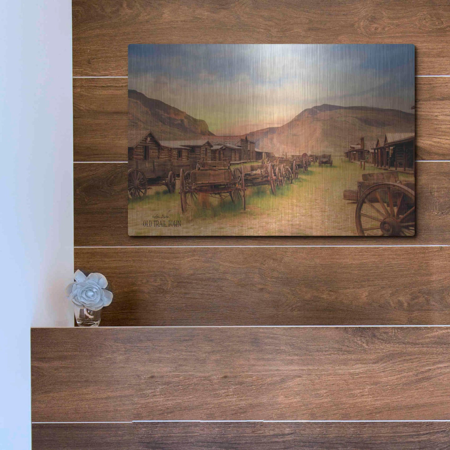 Luxe Metal Art 'Old Trail Town' by Lori Deiter, Metal Wall Art,16x12