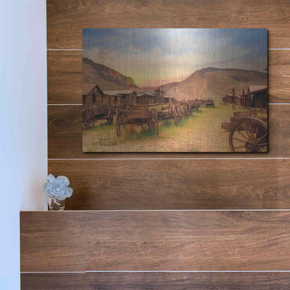 Luxe Metal Art 'Old Trail Town' by Lori Deiter, Metal Wall Art,16x12