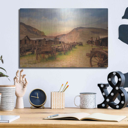 Luxe Metal Art 'Old Trail Town' by Lori Deiter, Metal Wall Art,16x12
