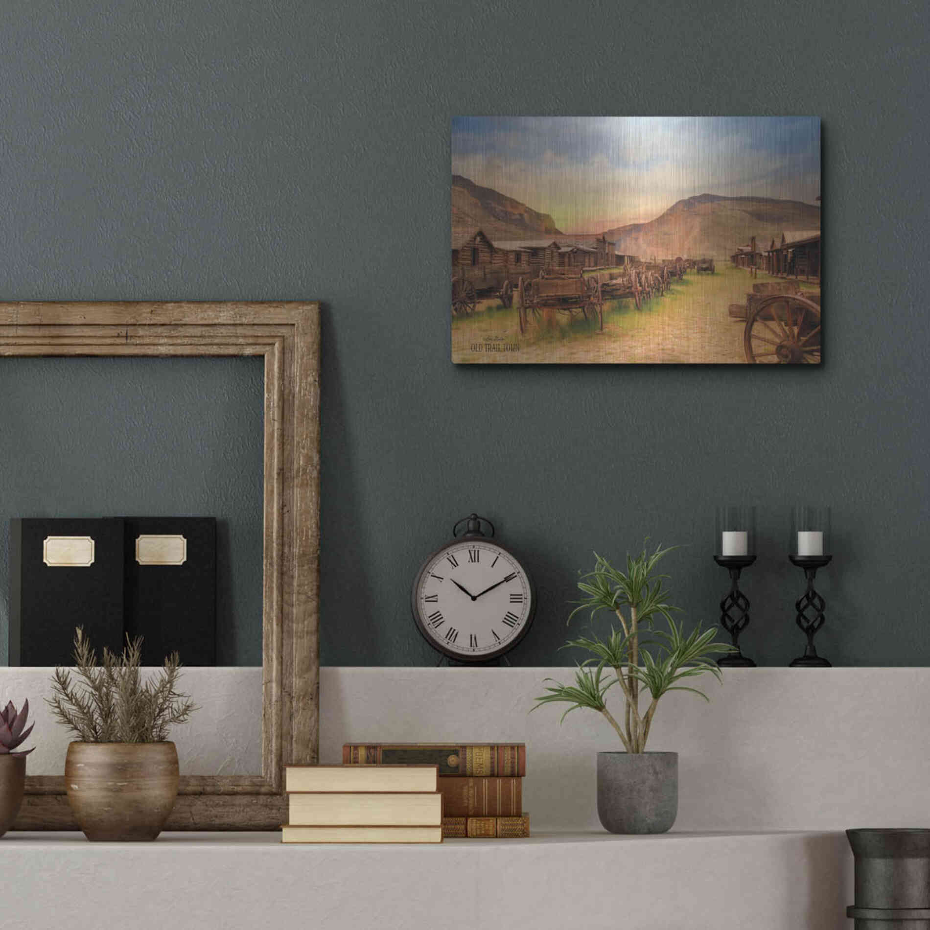 Luxe Metal Art 'Old Trail Town' by Lori Deiter, Metal Wall Art,16x12